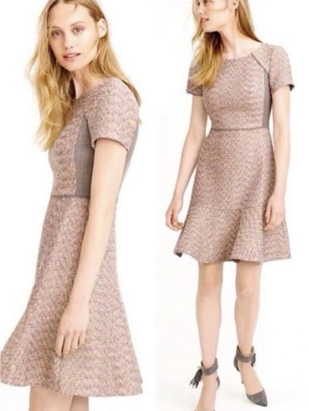 J.Crew Metallic Mixed Tweed Fit & Flare Dress Sz 6 A-line, fit-and-flare Office - Picture 2 of 13